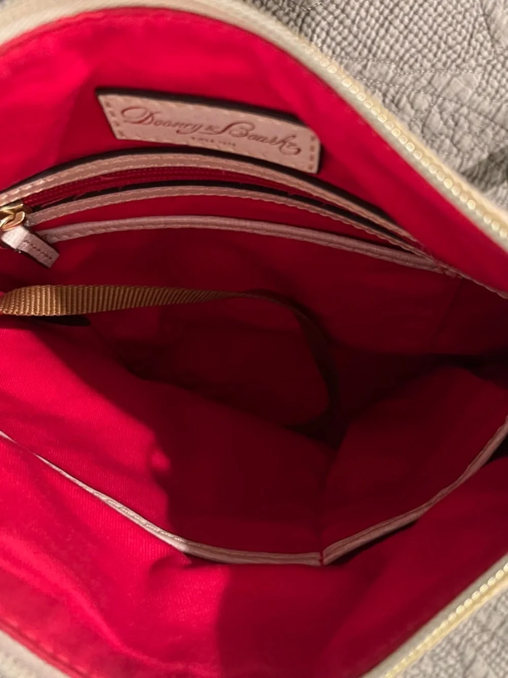 Dooney and Bourke Maxi Crossbody Canvas and Leather Cream Color